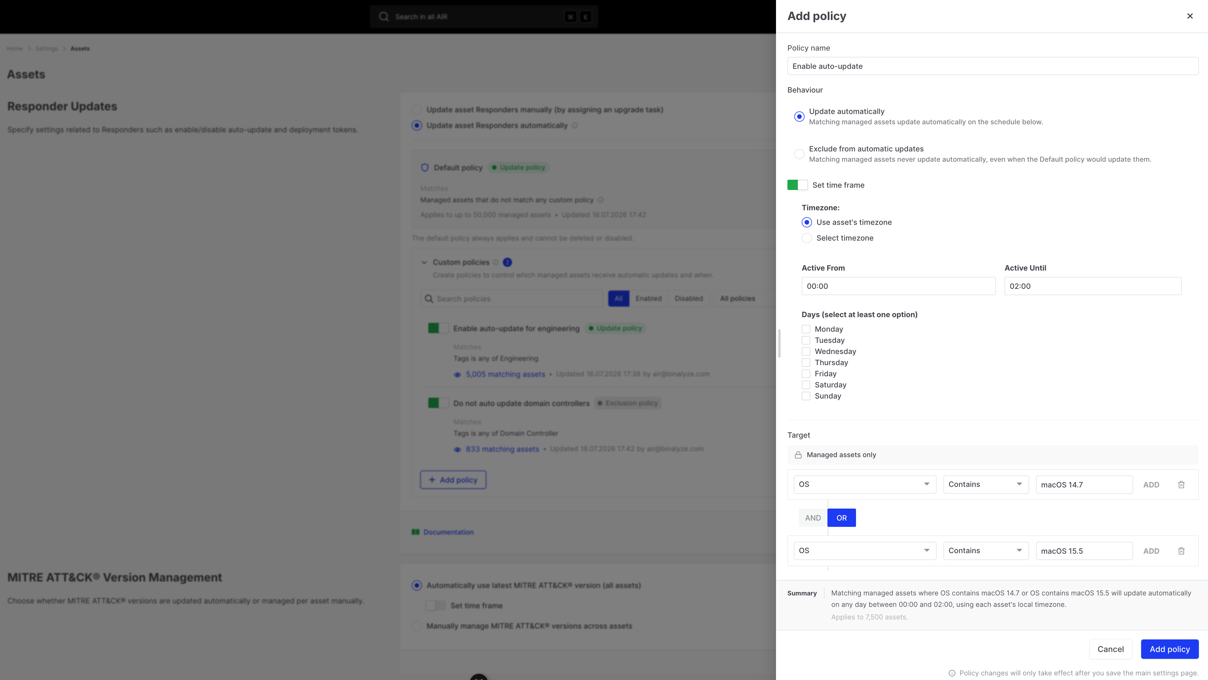 Responder Updates: Add policy drawer filter step
